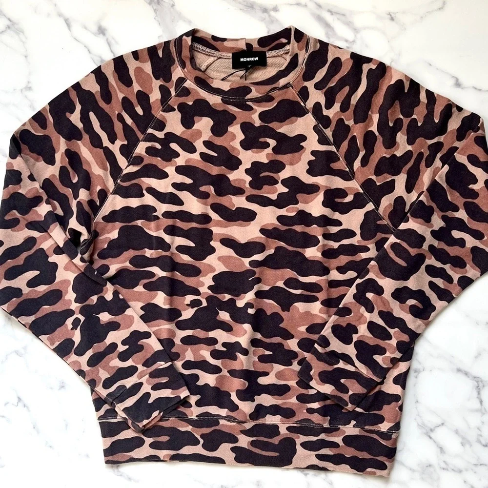 Monrow Desert Camouflage Print Sweatshirt Size XS NWT $149 - Picture 1 of 6